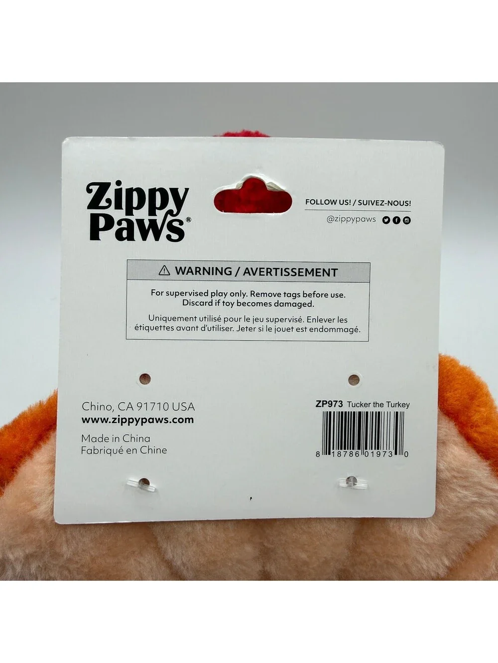 ZippyPaws Tucker the Turkey Plush Squeaky Dog Toy Thanksgiving Holiday ZP973